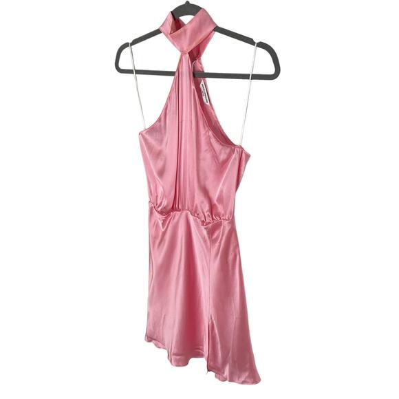 Amanda Uprichard Queens 100% Silk Mini Dress Halter Cocktail Party Baby Pink S - Picture 5 of 10